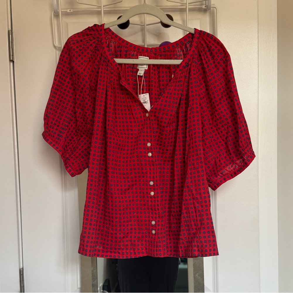 NWT SOLD OUT GAP x Dôen Gingham Top, Vermillion, L